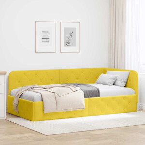 vidaXL Hoekbedframe Geel 90 x 190 cm Fluweel
