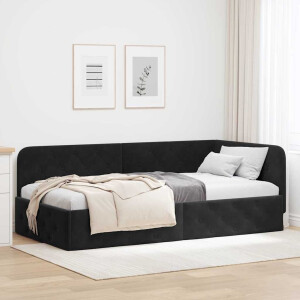 vidaXL Hoekbedframe Zwart 90 x 200 cm Fluweel