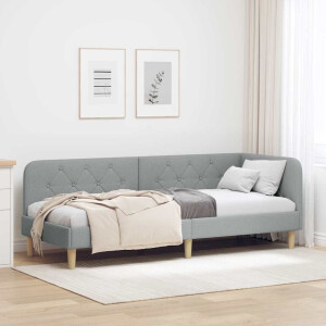 vidaXL Hoekbedframe Lichtgrijs 80 x 200 cm Stof