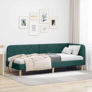 vidaXL Hoekbedframe Donkergroen 80 x 200 cm Stof