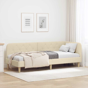 vidaXL Hoekbedframe Crème 80 x 200 cm Stof