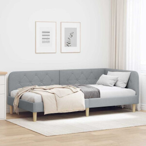 vidaXL Hoekbedframe Lichtgrijs 90 x 190 cm Stof