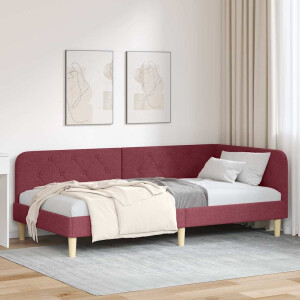 vidaXL Hoekbedframe Wijnrood 100 x 200 cm Stof