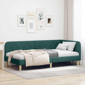 vidaXL Hoekbedframe Donkergroen 100 x 200 cm Stof