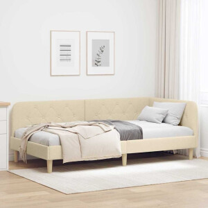 vidaXL Hoekbedframe Crème 100 x 200 cm Stof