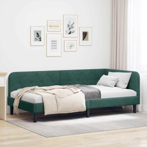 vidaXL Hoekbedframe Donkergroen 90 x 200 cm Fluweel