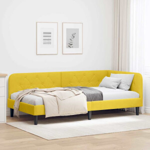 vidaXL Hoekbedframe Geel 90 x 200 cm Fluweel
