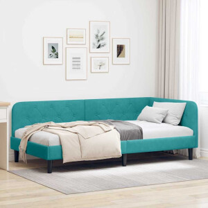 vidaXL Hoekbedframe Turquoise 100 x 200 cm Fluweel