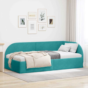 vidaXL Hoekbedframe met hoofdeinde Turquoise 80 cm x 200 cm Fluweel