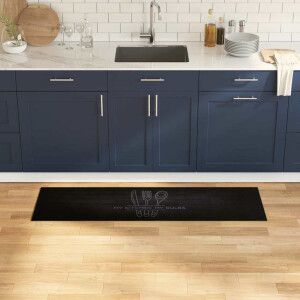 vidaXL Keuken Vloerkleed Zwart 150 x 45 cm Fluweel