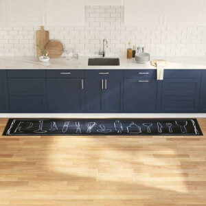 vidaXL Keuken Vloerkleed Zwart 300 x 60 cm Fluweel