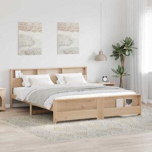 vidaXL Bedframe met hoofdeinde Bruin 200 x 200 cm Massief grenenhout