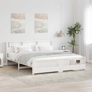 vidaXL Bedframe met hoofdeinde Wit 200 x 200 cm Massief grenenhout