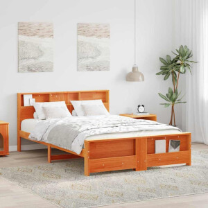 vidaXL Bedframe Wasbruin 150 x 200 cm Massief grenenhout