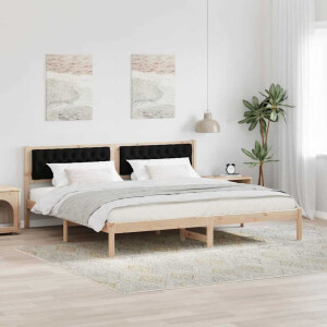 vidaXL Bedframe met hoofdeinde Zwart 200 x 200 cm Stof