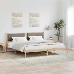 vidaXL Bedframe met hoofdeinde Taupe 200 x 200 cm Massief grenenhout