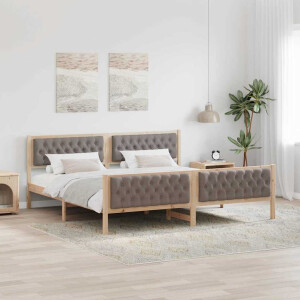 vidaXL Bedframe met hoofdeinde Taupe 200 x 200 cm Massief grenenhout