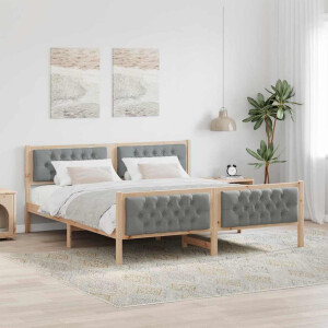 vidaXL Bedframe Lichtgrijs 160 x 200 cm Massief grenenhout