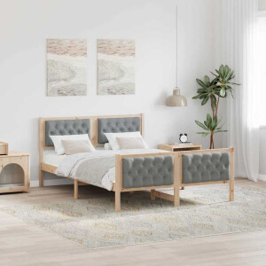 vidaXL Bedframe Lichtgrijs 150 x 200 cm Massief grenenhout