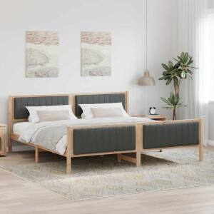 vidaXL Bedframe Bruin en donkergrijs 200 x 200 cm Massief grenenhout