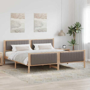 vidaXL Bedframe Bruin en taupe 200 x 200 cm Massief grenenhout