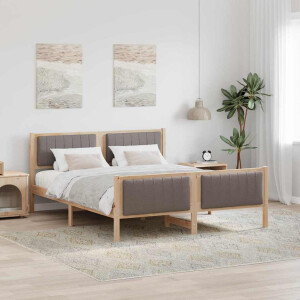 vidaXL Bedframe Bruin en taupe 160 x 200 cm Massief grenenhout