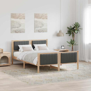 vidaXL Bedframe Bruin en donkergrijs 140 x 190 cm Massief grenenhout