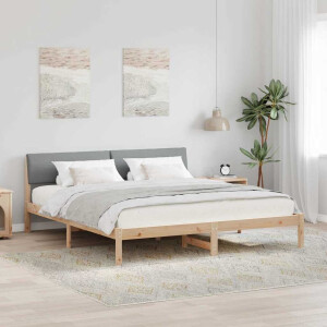vidaXL Bedframe Bruin en lichtgrijs 200 x 200 cm Massief grenenhout