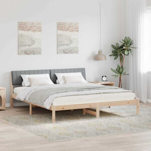 vidaXL Bedframe Bruin en lichtgrijs 180 x 200 cm Massief grenenhout