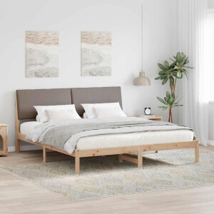 vidaXL Bedframe Bruin en taupe 180 x 200 cm Massief grenenhout