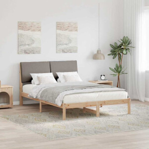 vidaXL Bedframe Bruin en taupe 160 x 200 cm Massief grenenhout