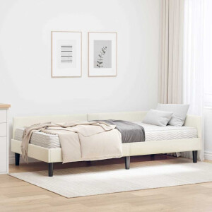 vidaXL Hoekbedframe met Matras Anders 2 pcs Crème Fluweel