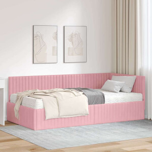vidaXL Hoekbedframe met Matras met hoofdeinde 2 pcs Grijs Fluweel