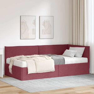 vidaXL Hoekbedframe met Matras met hoofdeinde 2 pcs Grijs Fluweel