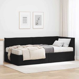 vidaXL Hoekbedframe met Matras met hoofdeinde 2 pcs Groen Fluweel