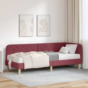 vidaXL Hoekbedframe met matras Wijnrood 80 x 200 cm Stof