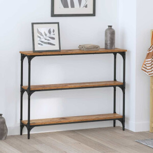 vidaXL Wandtafel Oud hout 100 x 22.5 x 75 cm Engineered hout en metaal