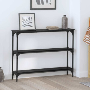 vidaXL Wandtafel met plank met opslag Zwart eiken 100 x 22.5 x 75 cm