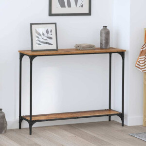 vidaXL Wandtafel met plank Oud hout 101 x 30.5 x 75 cm Bewerkt hout