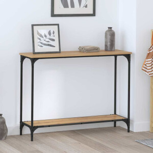 vidaXL Wandtafel met plank artisanaal eikenkleurig 101 x 30.5 x 75 cm