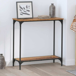 vidaXL Wandtafel met plank Oud hout 75 x 30.5 x 75 cm Bewerkt hout