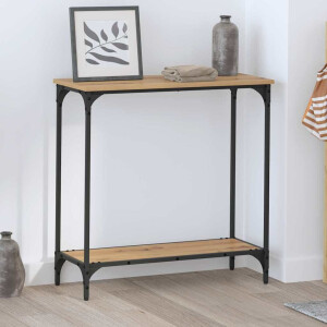vidaXL Wandtafel met plank artisanaal eikenkleurig 75 x 30.5 x 75 cm