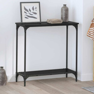 vidaXL Wandtafel met plank Zwart eiken 75 x 30.5 x 75 cm Bewerkt hout