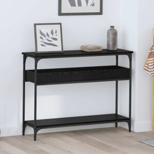 vidaXL Wandtafel met plank Zwart eiken 100 x 29 x 75 cm Bewerkt hout