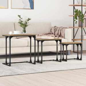 vidaXL Nesting Koffietafel 3 pcs artisanaal eikenkleurig Bewerkt hout