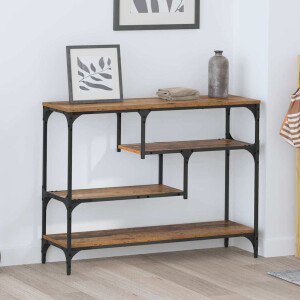 vidaXL Wandtafel met plank Oudhout 100 x 30 x 75 cm Bewerkt hout