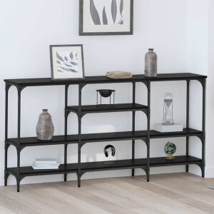 vidaXL Wandtafel met plank Zwart eiken 160 x 29 x 80 cm Bewerkt hout