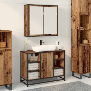 vidaXL Wandplank met plank Wandgemonteerd Oudhout 65 x 20 x 60 cm