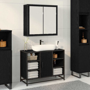 vidaXL Badkamer spiegelkast Zwart eiken 65 x 20 x 60 cm Bewerkt hout