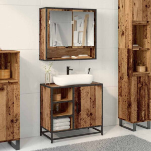 vidaXL Badkamerkast met plank Oud Hout 65 x 33 x 60 cm Bewerkt hout